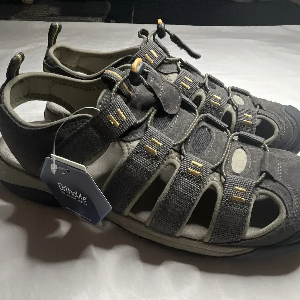 Croft & Barrow Men's Fisherman Sandals Gray/Black Lace Up US 11 M